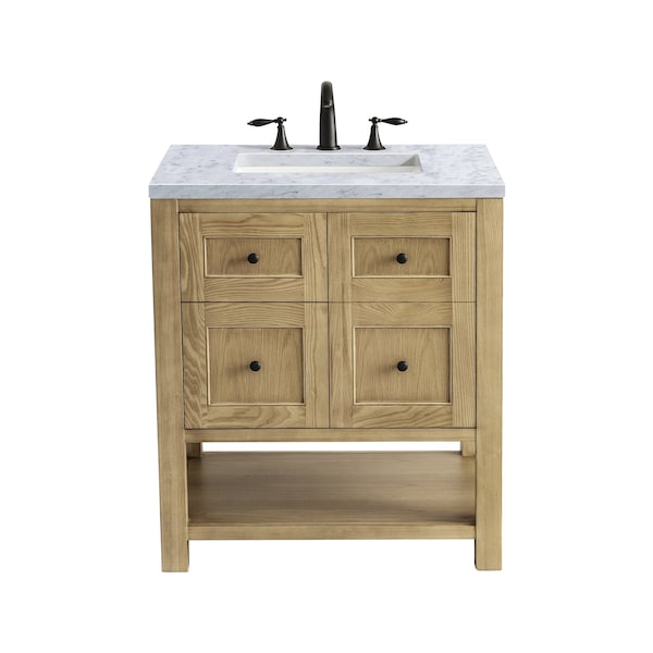 James Martin Vanities Breckenridge 30in Single Vanity, Light Natural Oak w/ 3 CM Carrara Marble Top 330-V30-LNO-3CAR - main